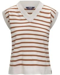 K-Way - Jener Striped V-Neck Top - Lyst
