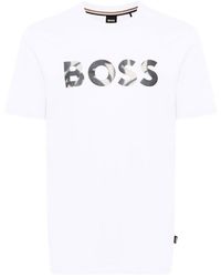 BOSS - Logo-appliqué Cotton T-shirt - Lyst