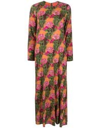 La DoubleJ - Floral Print Long-sleeve Dress - Lyst