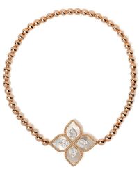 Roberto Coin - 18kt Rose Gold Diamond Princess Flower Bead Bracelet - Lyst