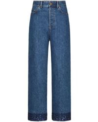 Valentino Garavani - Embroidered Straight-leg Jeans - Lyst