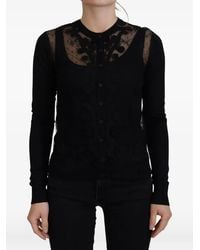 Dolce & Gabbana - Lace-Panelled Floral-Applique Cardigan - Lyst