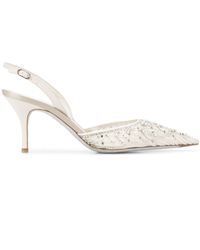 Rene Caovilla Crystal Embellished Pumps - White