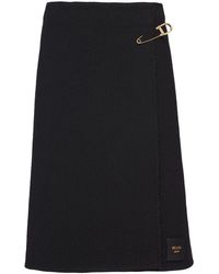 Prada - Safety-pin Wool-blend Midi Skirt - Lyst