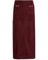 RIXO London - Edwina Horsebit-Embellished Suede Midi Skirt - Lyst