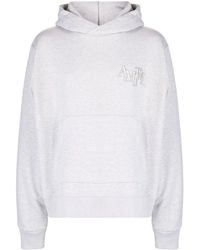 Amiri - Staggered Logo-Embroidered Cotton Hoodie - Lyst