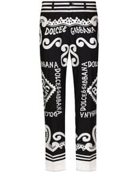 Dolce & Gabbana - Pantalone in popeline di cotone stampa Marina - Lyst