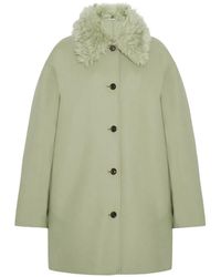 Another Tomorrow - Faux-Fur Collar Balmacaan Coat - Lyst
