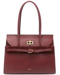 Furla - Turn-Lock Buckle-Detail Leather Tote Bag - Lyst