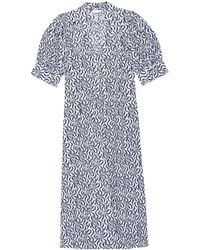 Ganni - Graphic-print Organic-cotton Midi Dress - Lyst