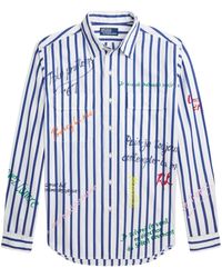 Polo Ralph Lauren - Camisa a rayas con texto estampado - Lyst