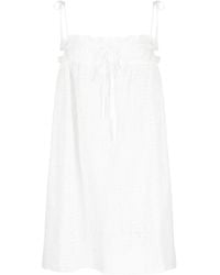 Ganni - Broderie-Anglaise Cotton Minidress - Lyst