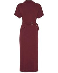 Brunello Cucinelli - Vestido midi con cinturón - Lyst
