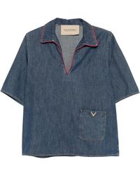 Valentino Garavani - Contrast-Trim Denim Shirt - Lyst