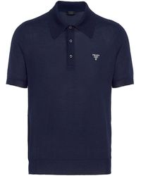 Prada - Logo-embroidered Cashmere Polo Shirt - Lyst