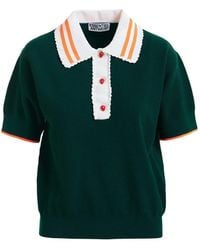 Essentiel Antwerp - Lace-Trimmed Strawberry-Button Polo Top - Lyst