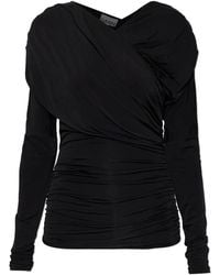 Ganni - Draped Long-Sleeve Top - Lyst