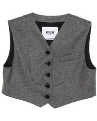 MSGM - Cropped Button-Up Waistcoat - Lyst
