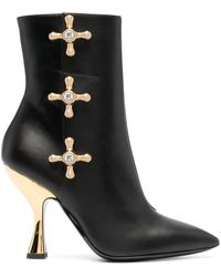 Moschino - 100mm Faucet-detail Leather Boots - Lyst