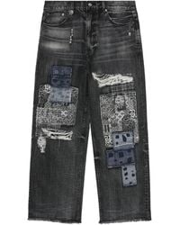A Bathing Ape - Patchwork Frayed Loose-Fit Jeans - Lyst