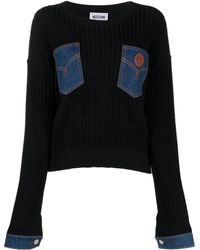 Moschino Jeans - Jersey de canalé con diseño patchwork - Lyst