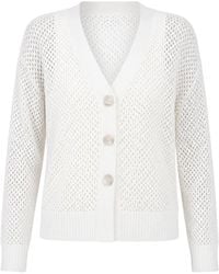 Allude - Open-Knit V-Neck Cardigan - Lyst