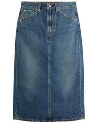 Levi's - Back-Slit Denim Midi Skirt - Lyst
