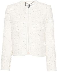 Nissa - Floral-Appliqué Bouclé Jacket - Lyst