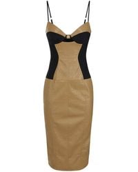 Elisabetta Franchi - Ostrich-Effect Panelled Dress - Lyst