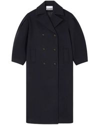 Ganni - Oversized Button-Front Coat With Pockets - Lyst