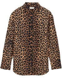 Saint Laurent - Chemise oversize en soie a motif leopard - Lyst