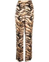 Roberto Cavalli - High-Waisted Tiger-Print Trousers - Lyst