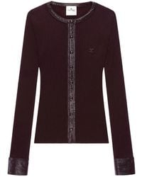 Courreges - Ribbed Cardigan With Vinyl Trim - Lyst