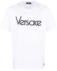 Versace - Logo-embroidered T-shirt - Lyst