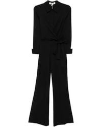 Diane von Furstenberg - Michele Wrap-Front Long-Sleeve Jumpsuit - Lyst