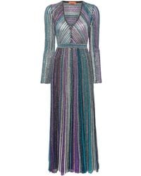 Missoni - Striped V-Necked Long Dress - Lyst