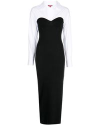 STAUD Zelda Cotton-trimmed Ribbed-knit Turtleneck Maxi Dress in Black | Lyst Canada