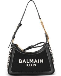 Balmain - B-army monogrammed canvas and smooth leather handbag - Lyst
