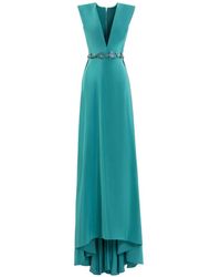 Saiid Kobeisy - V-Neck Floral-Belt Maxi Dress - Lyst