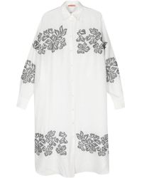 Ermanno Scervino - Floral-embroidered Linen Shirt Dress - Lyst