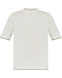 Eleventy - Ribbed-Trim T-Shirt - Lyst