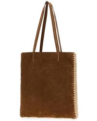 Prada - Large Suede And Crochet Tote Bag - Lyst