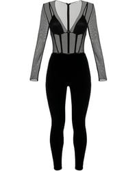 Elisabetta Franchi - Tulle-details Zip-back Jumpsuit - Lyst