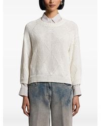Peserico - Sequinned Diamond-Knit Crew-Neck Sweater - Lyst
