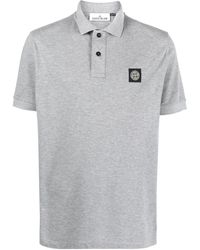 Stone Island - Logo-patch Cotton Polo Shirt - Lyst