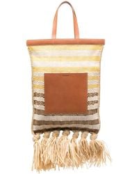 Jil Sander - Striped Woven-Raffia Tote Bag - Lyst