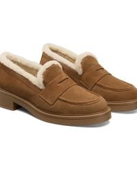 Stuart Weitzman - Celia Lite Penny Shearling Loafers - Lyst