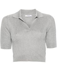 Peserico - Cropped Ribbed Polo Jumper - Lyst