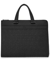Ferragamo - Gancini-Print Leather Laptop Bag - Lyst