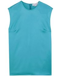 Stella McCartney - Top Sin Mangas De Satén Con Cremallera - Lyst